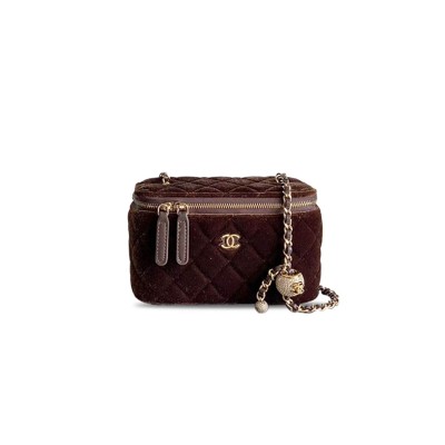 CHANEL SMALL CRYSTAL PEARL CRUSH VANITY CASE FONCE LIGHT GOLD HARDWARE  (16*10*8cm)